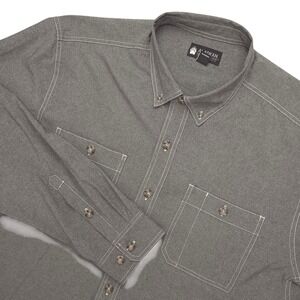 Alaskan Hardgear Shirt Mens 2XLT Gray Solid Long Sleeve Button Up Workwear